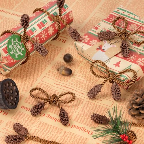 16pcs Brown Christmas Garland Twist Ties - Reusable and Flexible Banister Decoration Ties for Stair Railings, Wreaths, Stockings & Holiday Home Decoration