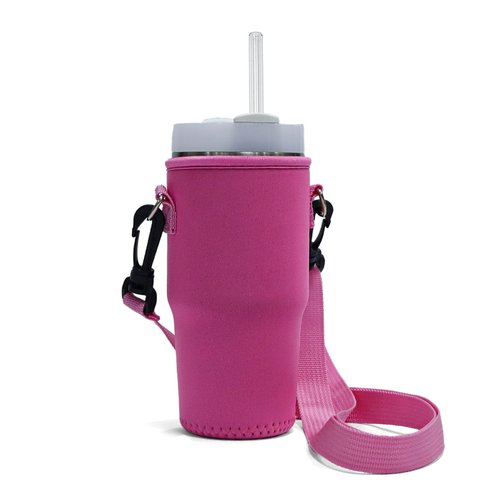 YENLNI 14oz Cup Carrier Bag with Strap, Pouch Bag Compatible with Stanley CUP 14oz, Durable and Portable Cup Holder for Kids, Adjustable Travel Carrying Bag(Pink)