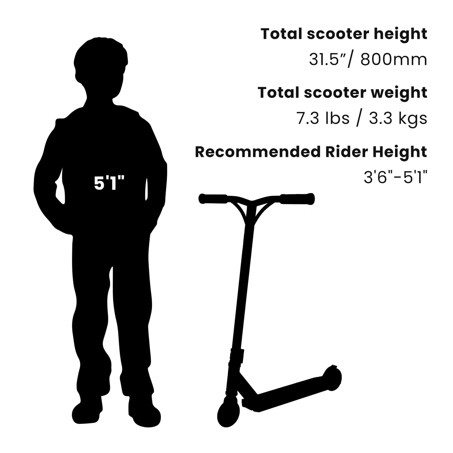 Pro Scooters for Kids 8 +, Teens and Adults | Two Different Scooter Heights 31.5” and 36.6”to Choose from | Rainbow