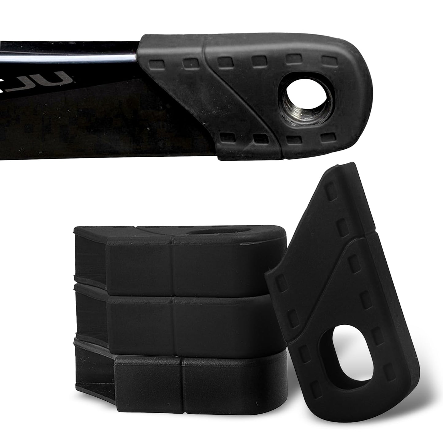 YERGOFE Black Bike Crank Boot Protectors - 4 Pcs Silicone Crankset Protectors Universally Fit Bicycles | Non-Slip Waterproof Pedal Arm Guards for MTB/Road Bike | Rustproof Maintenance-Free Design