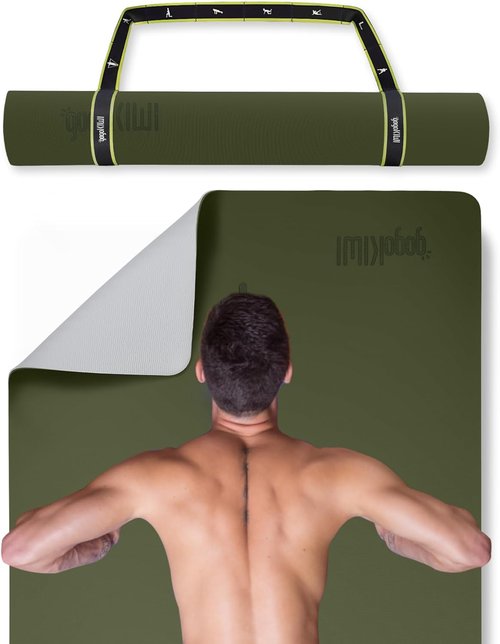 Gogokiwi Extra Wide Yoga Mat - Non-Slip Fitness & Exercise Mat with Alignment Marks | 72"L x 36"W
