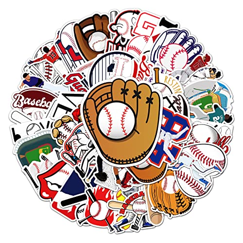 50 Pcs Baseball Stickers - Colorful Vinyl Decals for Water Bottles & Laptops - Variation B