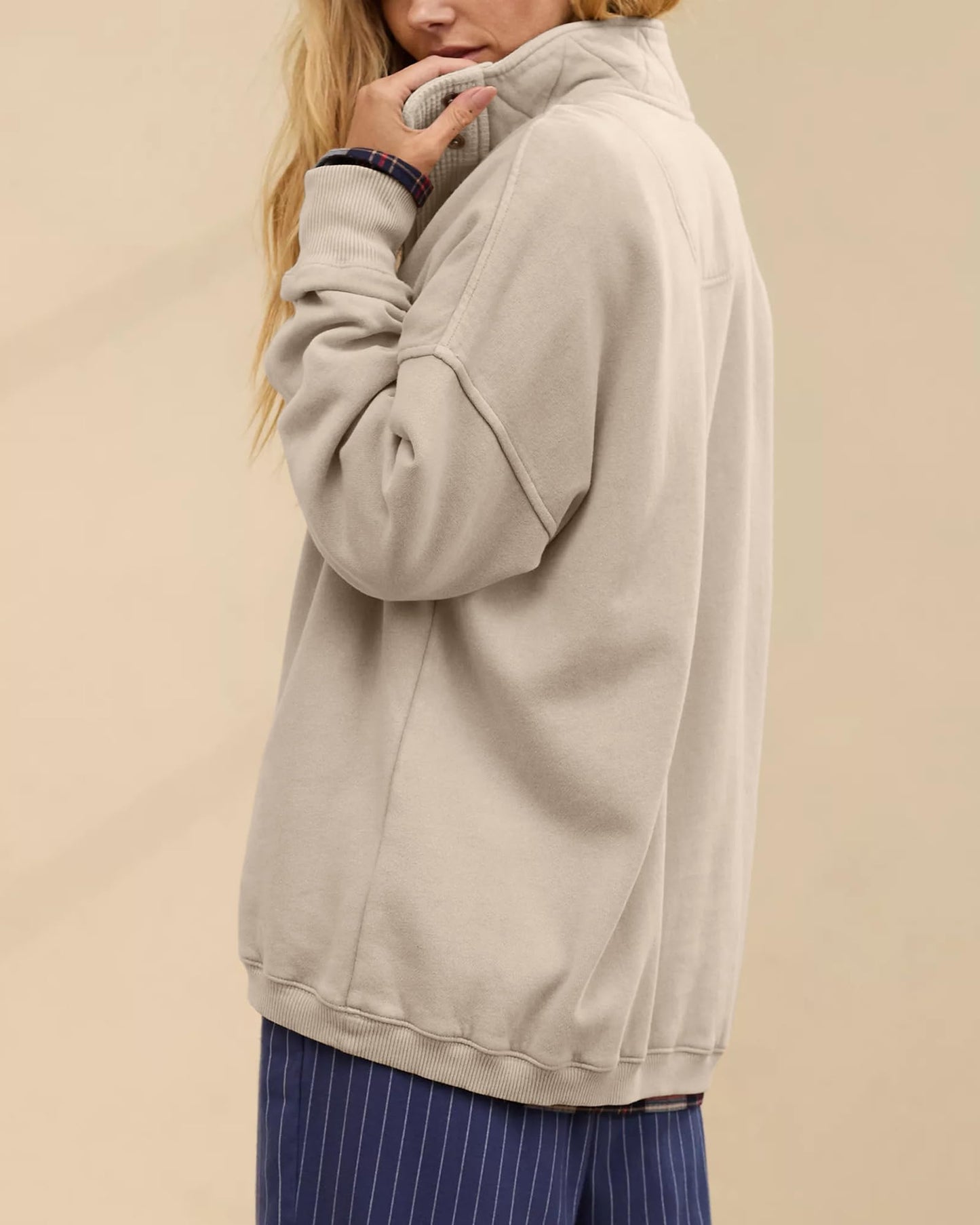 Gacaky Sweatshirt for Women Oversized Henley Neck Pullover Top Fall Outfits
