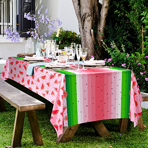 Watermelon Plastic Tablecloths - 2 Pack, 54 x 108 Inch Disposable Party Cover