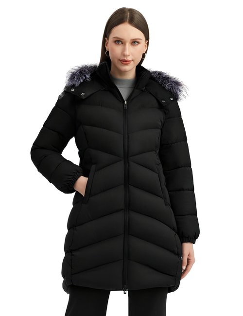 wantdo Women's Lightweight Puffer Coat Warm Bubble Jacket (Black, X-Large)