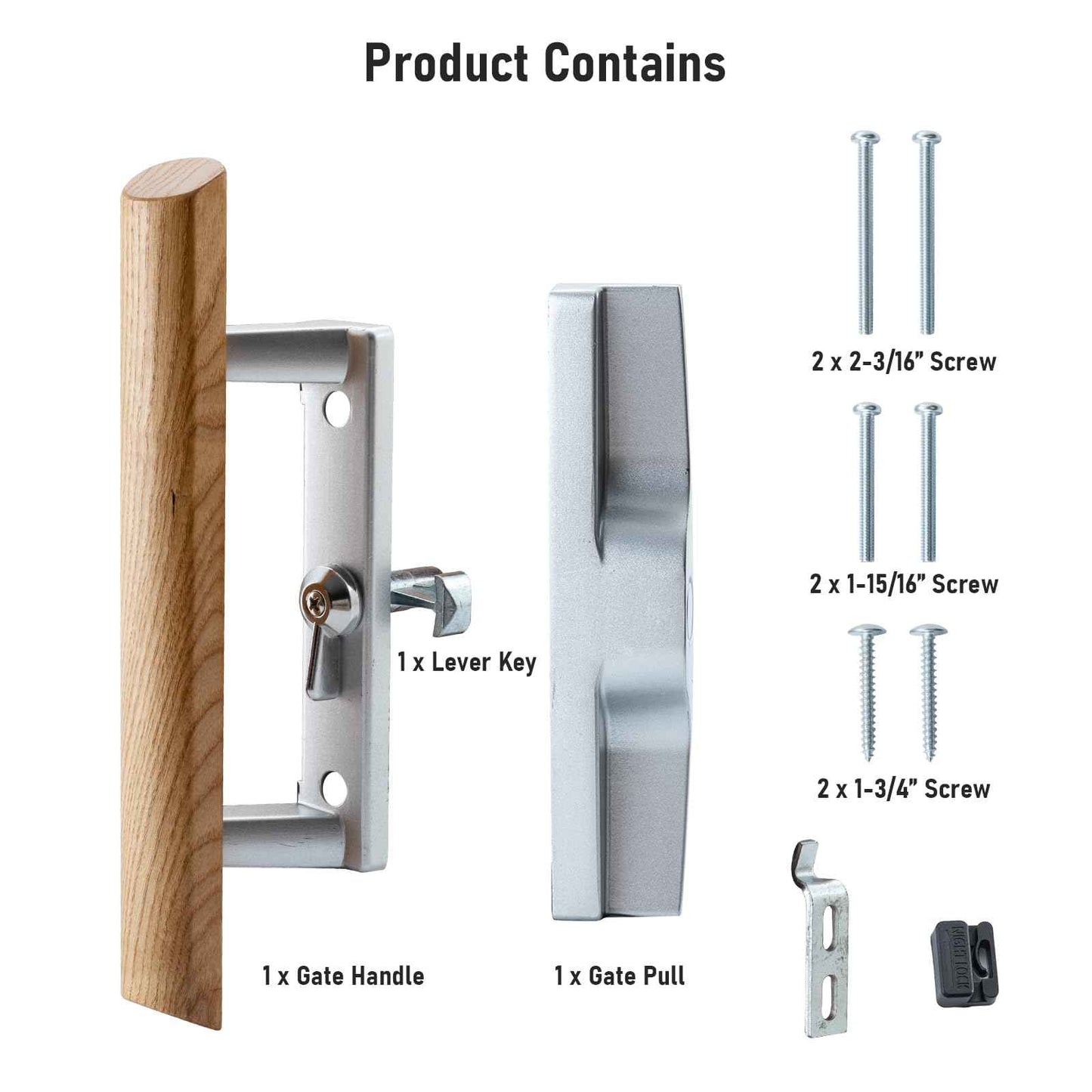 HOME MASTER HARDWARE Patio Sliding Door Handle Set, Non-keyed Sliding Screen Door Handles with Wood Handle, Sliding Door Hardware Fits 3-15/16" Hole Spacing