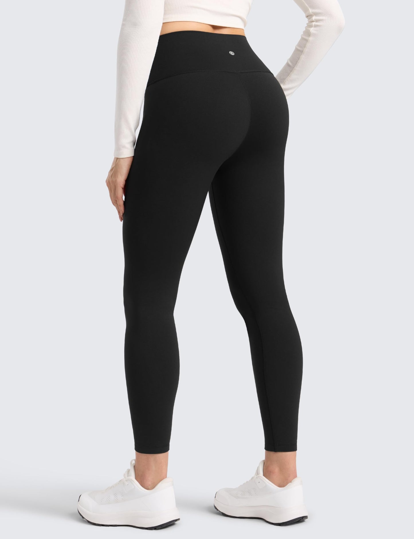 CRZ YOGA Womens Fleece Lined Leggings 25'' - Matte Winter Warm Thermal High Waisted Pants Casual Lounge Yoga Workout Black Small