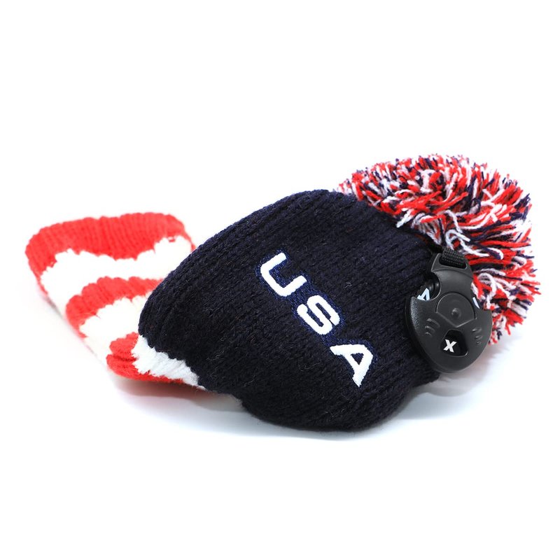 3pcs Pom Pom Golf Headcovers, #1 3 5 Golf Wood Headcovers Set, Knitted Golf Club Head Cover, Long Neck Golf Club Case Protection, Patriotism US Flag Pattern
