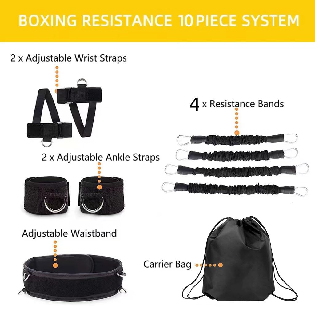 OYINDIZ Boxing Resistance Bands, Leg Strength and Agility Speed Trainer Exercise Full Body Physical Workout Power Punch Pro for MMA, Volleyball Basketball Football Training Equipment