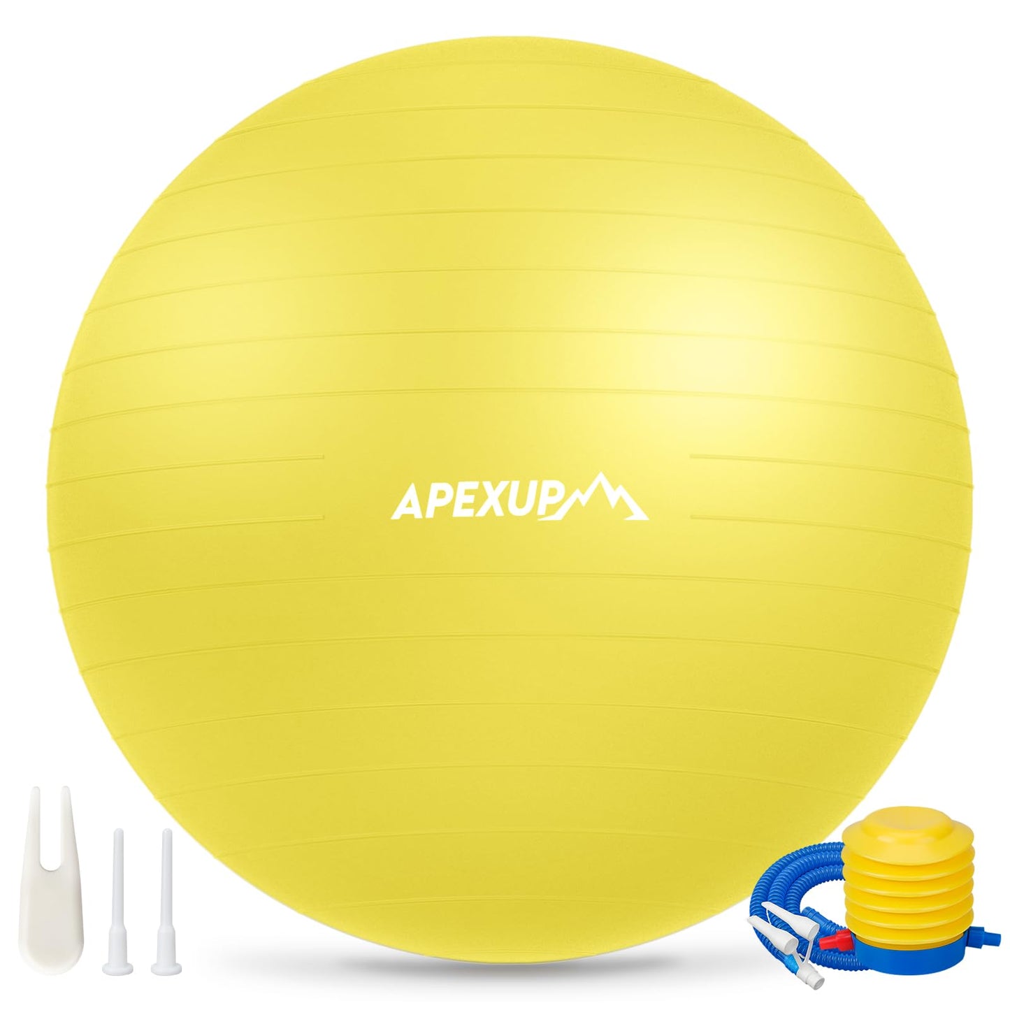 APEXUP Yoga Ball, 660 lbs Anti-Burst Exercise Ball with Pump, 5 Sizes (S (15"~18") 45cm, Yellow)