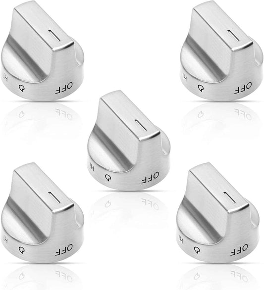 Whirlpool Stove Knob Replacement - Stainless Steel W11159630 Gas Range Knobs (5 Pcs)