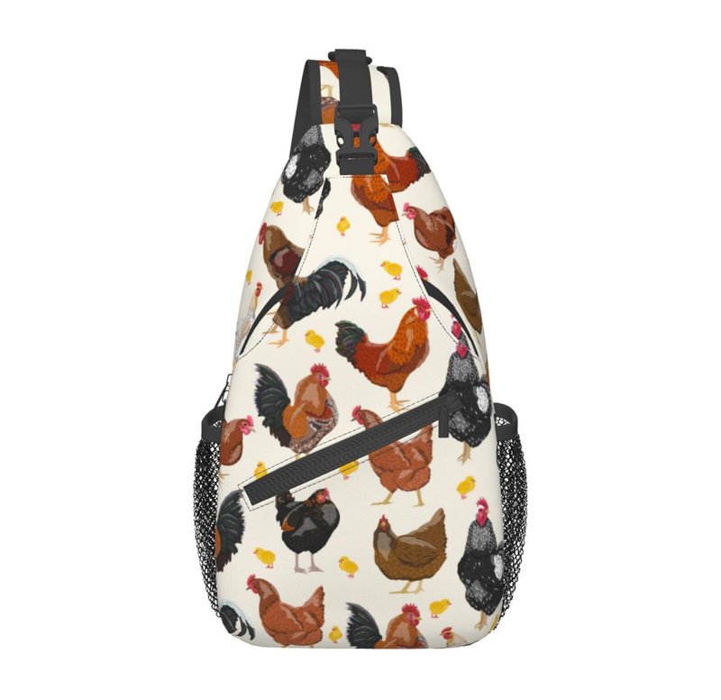 VOOHDDY Rooster Chicken Fun Animal Sling Bag For Women Men Travel Hiking Backpack Crossbody Shoulder Chest Bags Casual Daypack Sport
