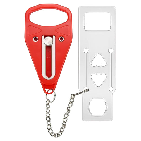 Portable Door Lock Extra Security Essential Safety & Privacy Travel Lockdown, Prevent Entry Stopper, Protect Family While Traveling Home Bedroom Hotel Apartment College (1 Red)