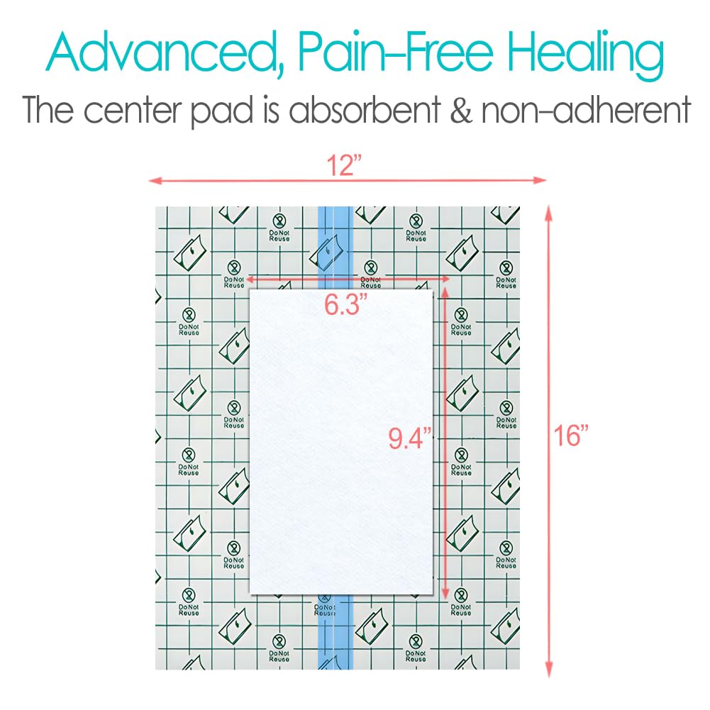 12"x15.7" Waterproof Dialysis Port Shower Covers Protector for Chest with No Glue On The Center, PICC Line Chest Port Shield Island Bandage Dressing Accessories, Pack of 7