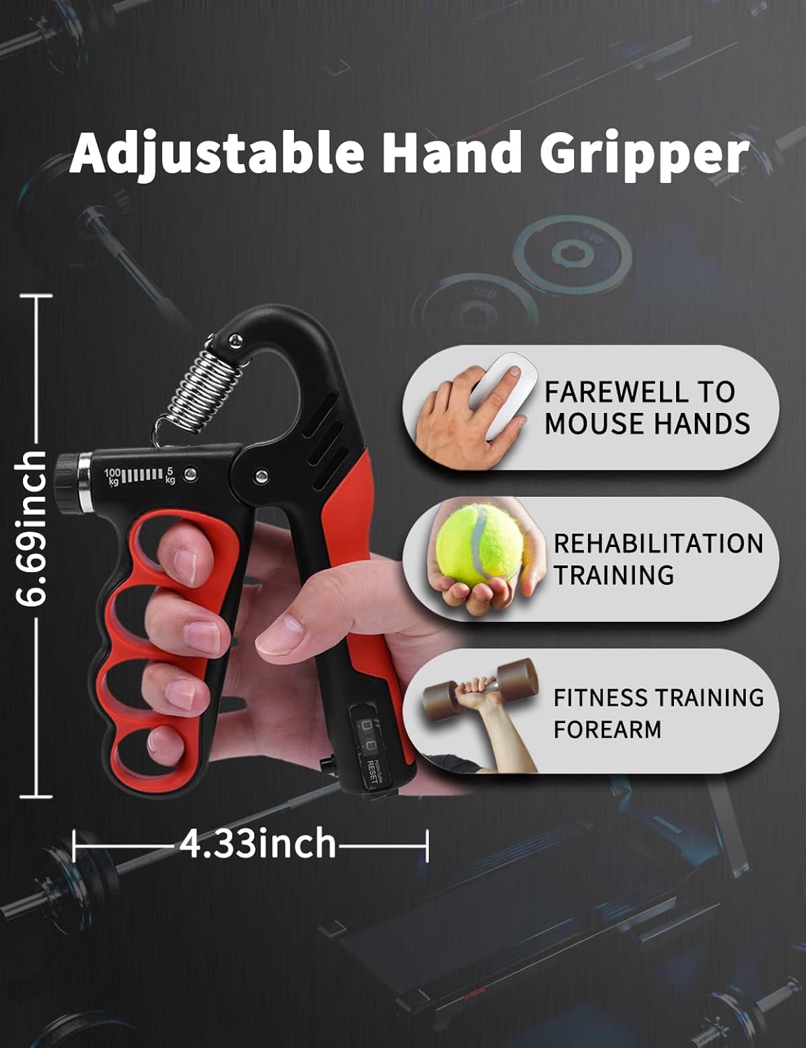 ProGrip Strength Trainer - Auto-Count Hand Strengthener Kit (11-220 LBS) for Home Gym & Forearm Recovery