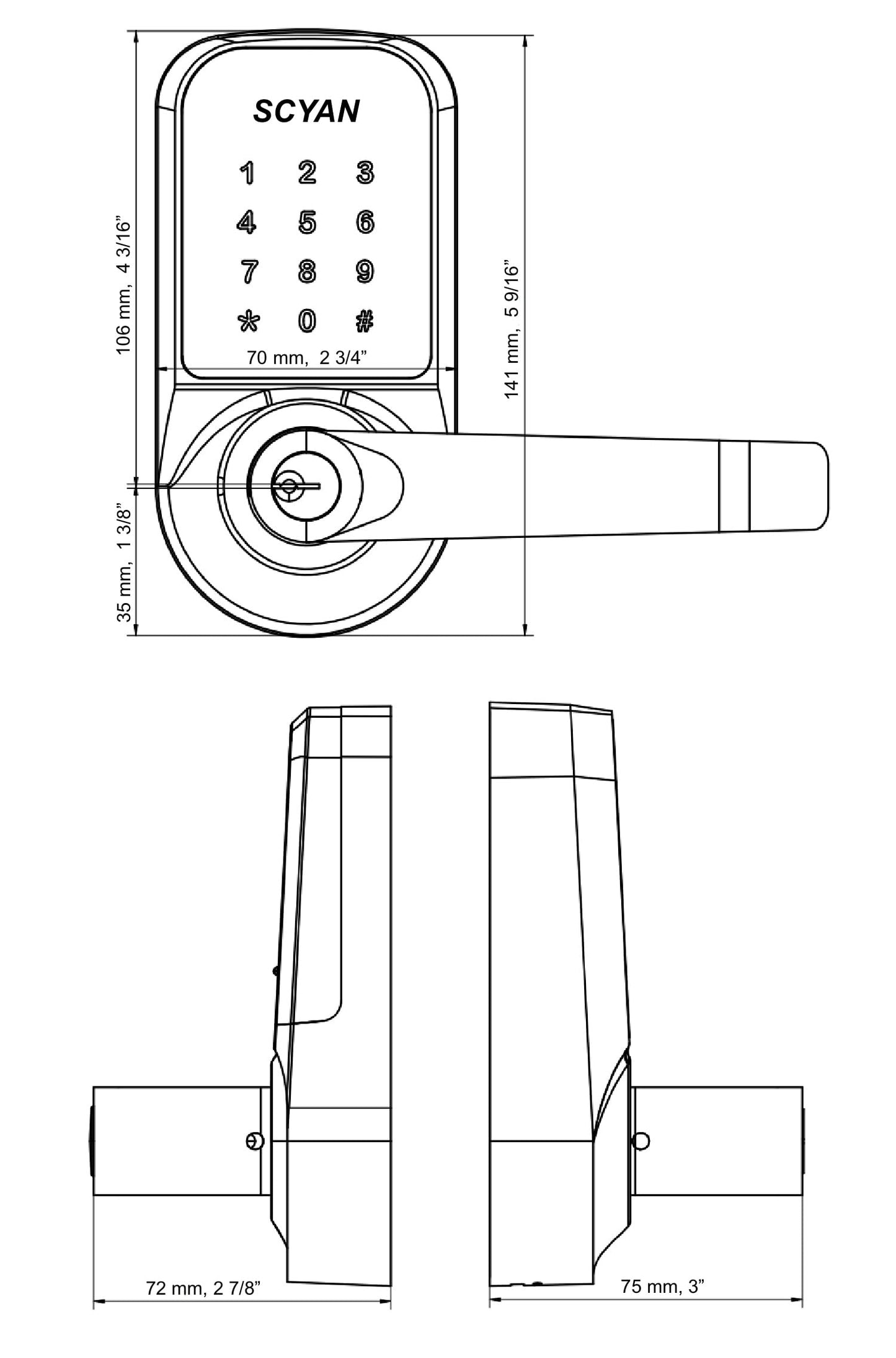 Smart Door Lock, Keyless Entry Door Lock, SCYAN X4 Handle Lock with Touchscreen Keypad Access, Auto Locking, for Home, Airbnb, Rental House (Brushed Nickel)