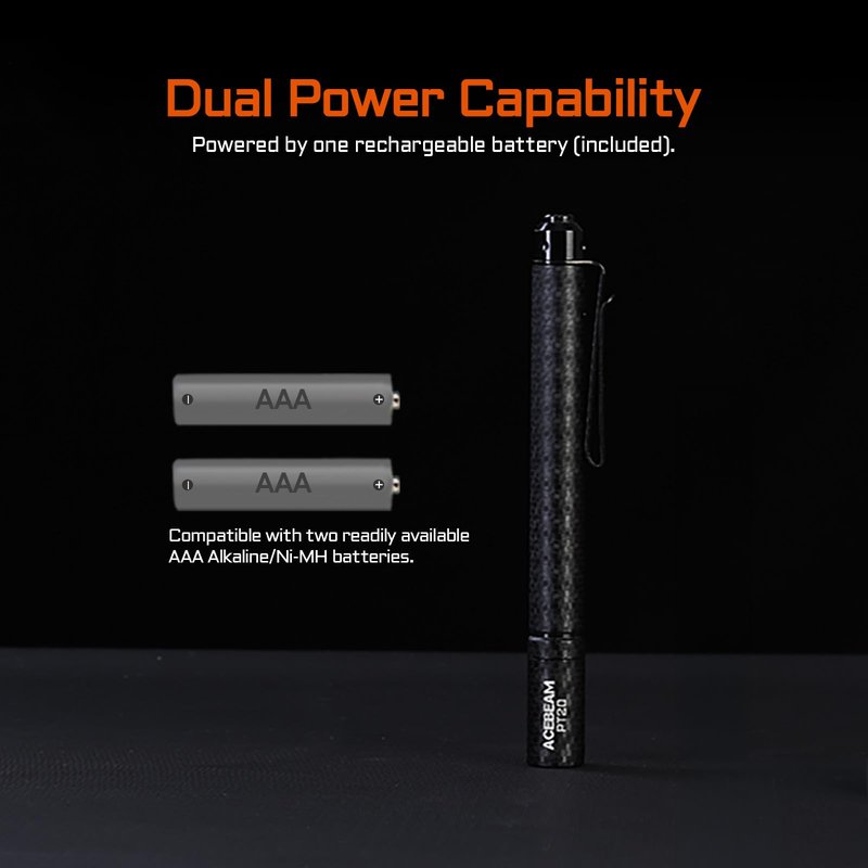 ACEBEAM PT20 2 AAA EDC Flashlight Rechargeable, 500 High Lumens Pen Flashlight with Clip, Compact Pocket MINI LED Flash Light, Super Bright Small Pen Light for Camping, Home, Work(Aluminum Material)