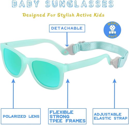 MAXJULI Baby Sunglasses - Safe & Soft Design with Adjustable Strap | BPA Free for Infants 0-24 Months