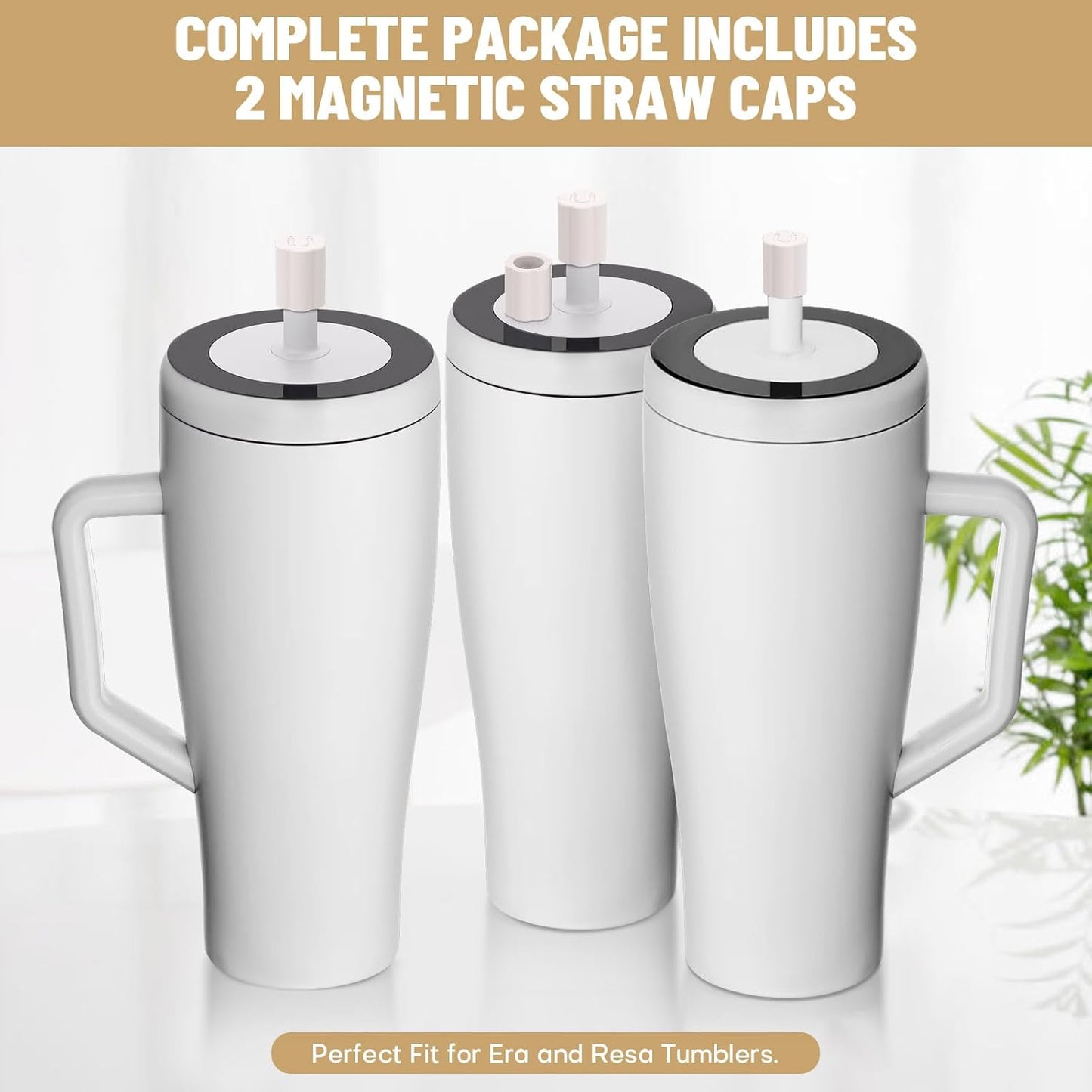 Skiennix Magnetic Straw Cover - Silicone Leakproof Protector for Tumblers | 2-Pack Drinkware Accessory