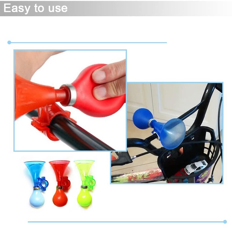 3 Pcs Bike Horn Kids Air Horn Clown Horn Hand Held Plastic Scooter Bicycle Bell for Cart Kids Boys Girls