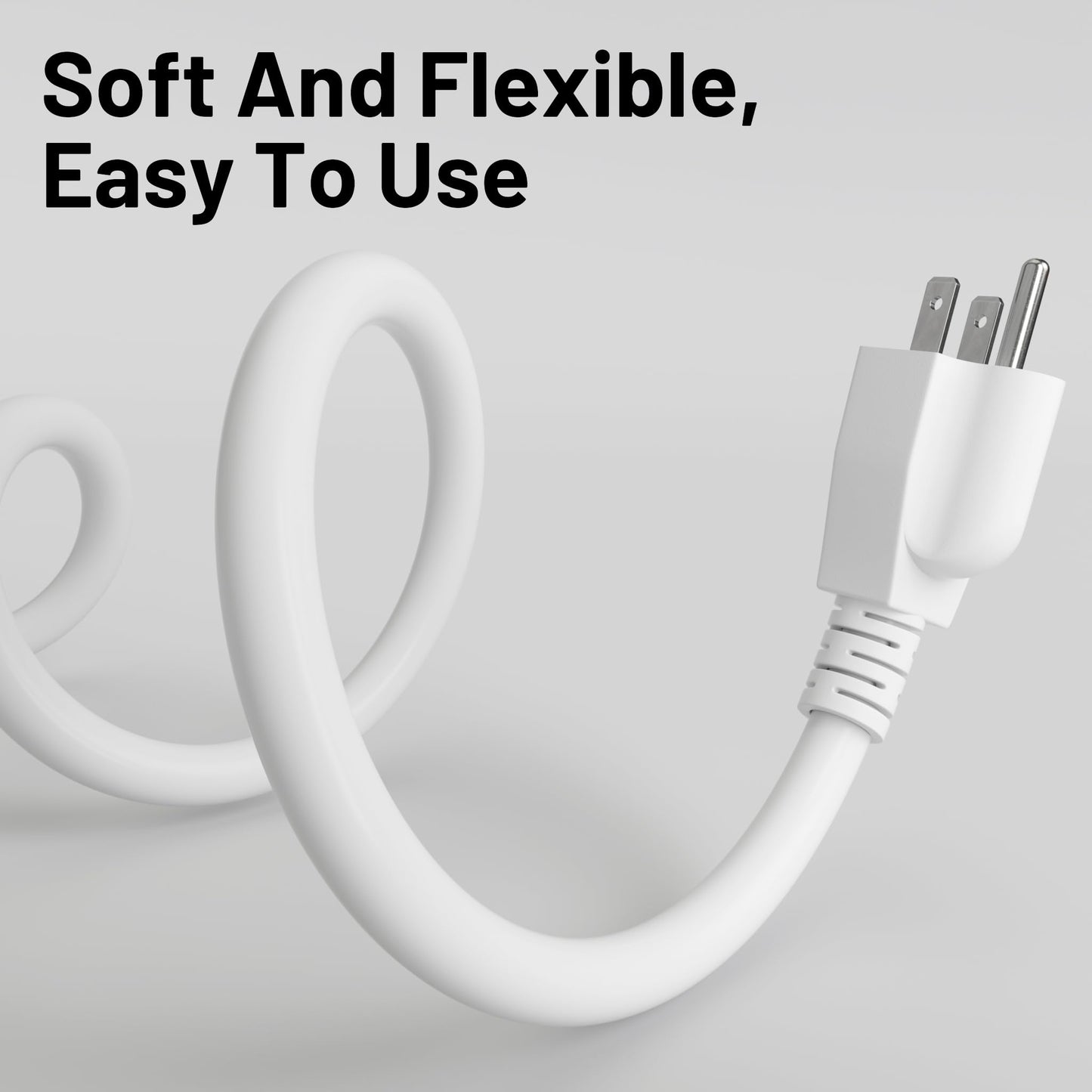 16/3 White Indoor Outdoor Extension Cord 6 Ft Waterproof, Heavy Duty Extension Cord with 3 Prong Grounded Plug,13A 1625W 16AWG SJTW, Flexible Weatherproof Power Cable