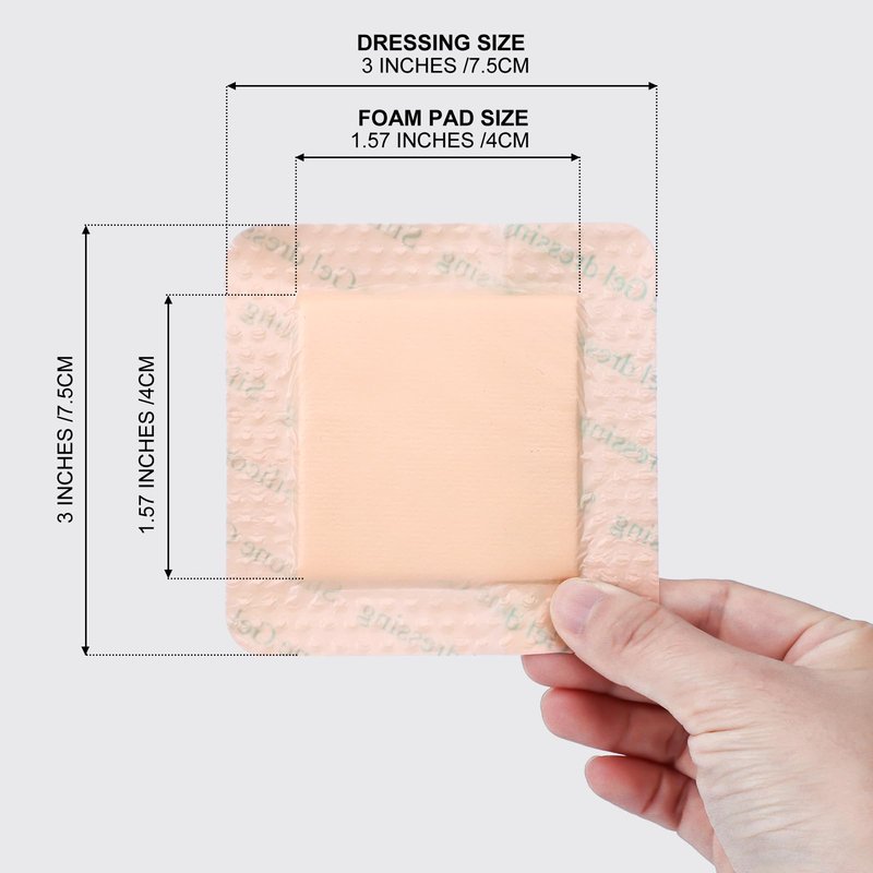 Silicone Foam Dressing 3x3 Gentle Border, Waterproof Silicone Bandages for Wounds Care, Bed Sore Patches, Super Absorbent Wound Dressing, Self Adhesive Pressure Sore Pads (30)