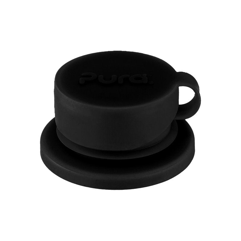 Pura Sport Big Mouth Silicone Sport Top Lid - Plastic-Free, Spill-Leak Proof, Medical-Grade, Fits All Bottle - Black