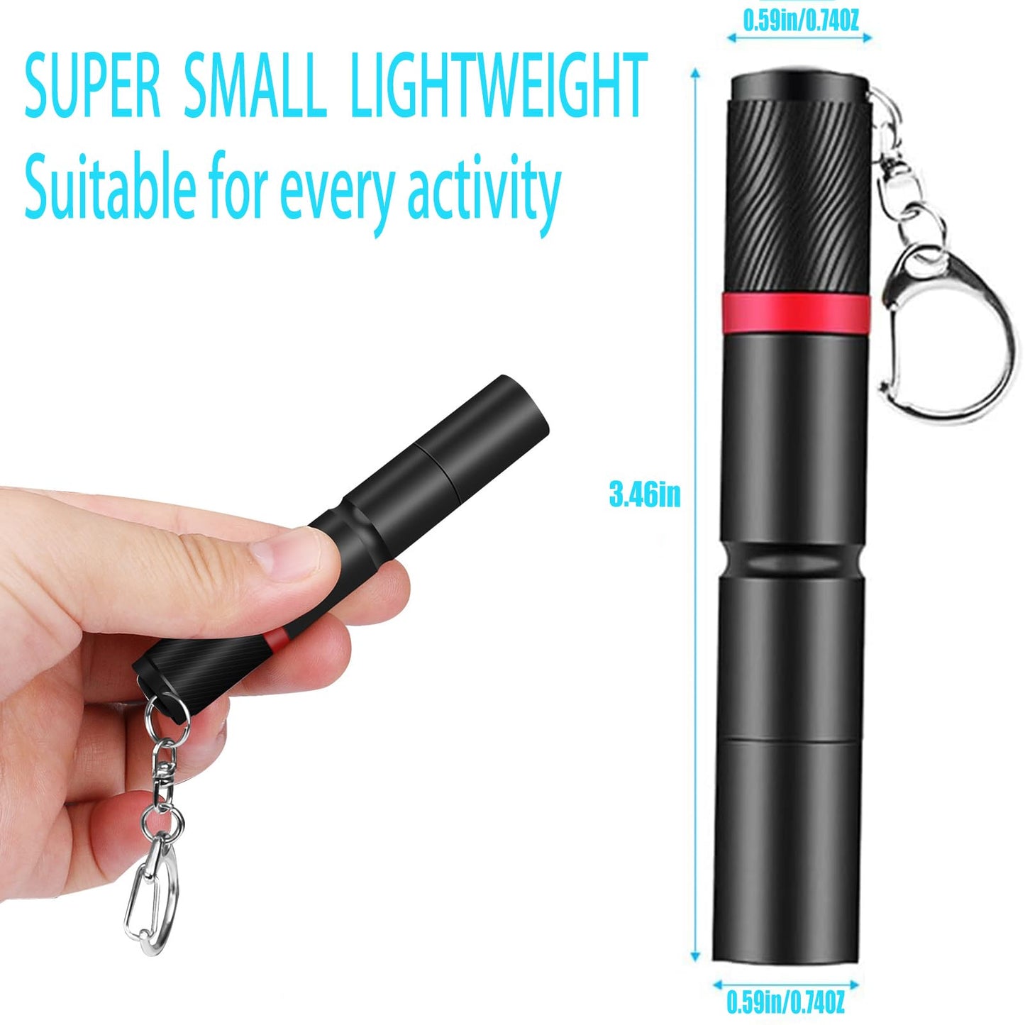 Hilngav 3 Pack Small Mini LED Keychain Flashlight, Single Mode AAA Battery Flashlights Portable Bulk EDC (Everyday Carry) Pen Flash Light, Key Chain Pen Flashlights for Work, Emergency, Pocket