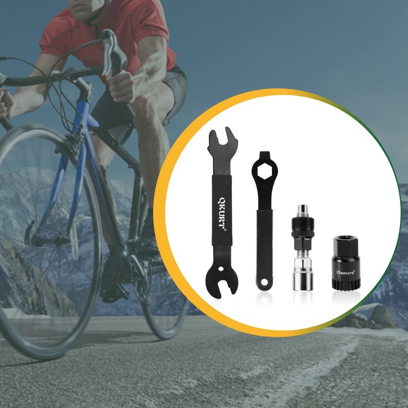 Oumers Bike Crank Puller Tool Set, Bike Crank Extractor Bike Bottom Bracket Remover 17mm 16mm 15mm Spanner Wrench Fit for Removing Bicycle Crank