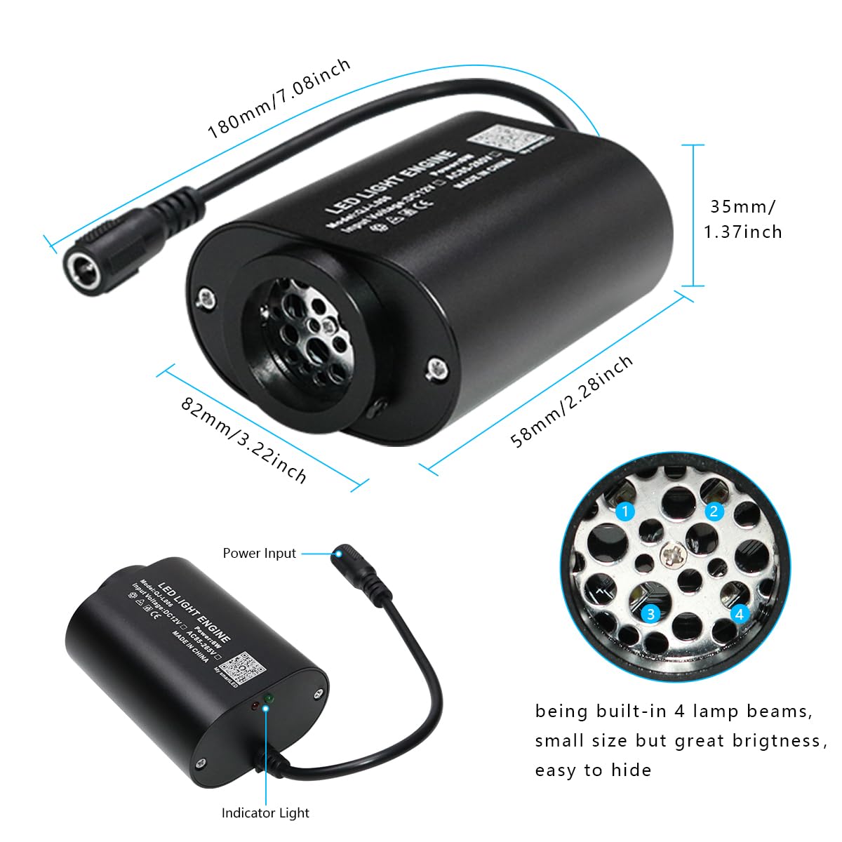 AZIMOM Mini 6W 300pcs Twinkle Fiber Optic Starlight Headliner Kit for Car Home 0.03in 6.5ft End Glow Fiber Strands Sound-Activated APP& Remote Control Starlight Engine