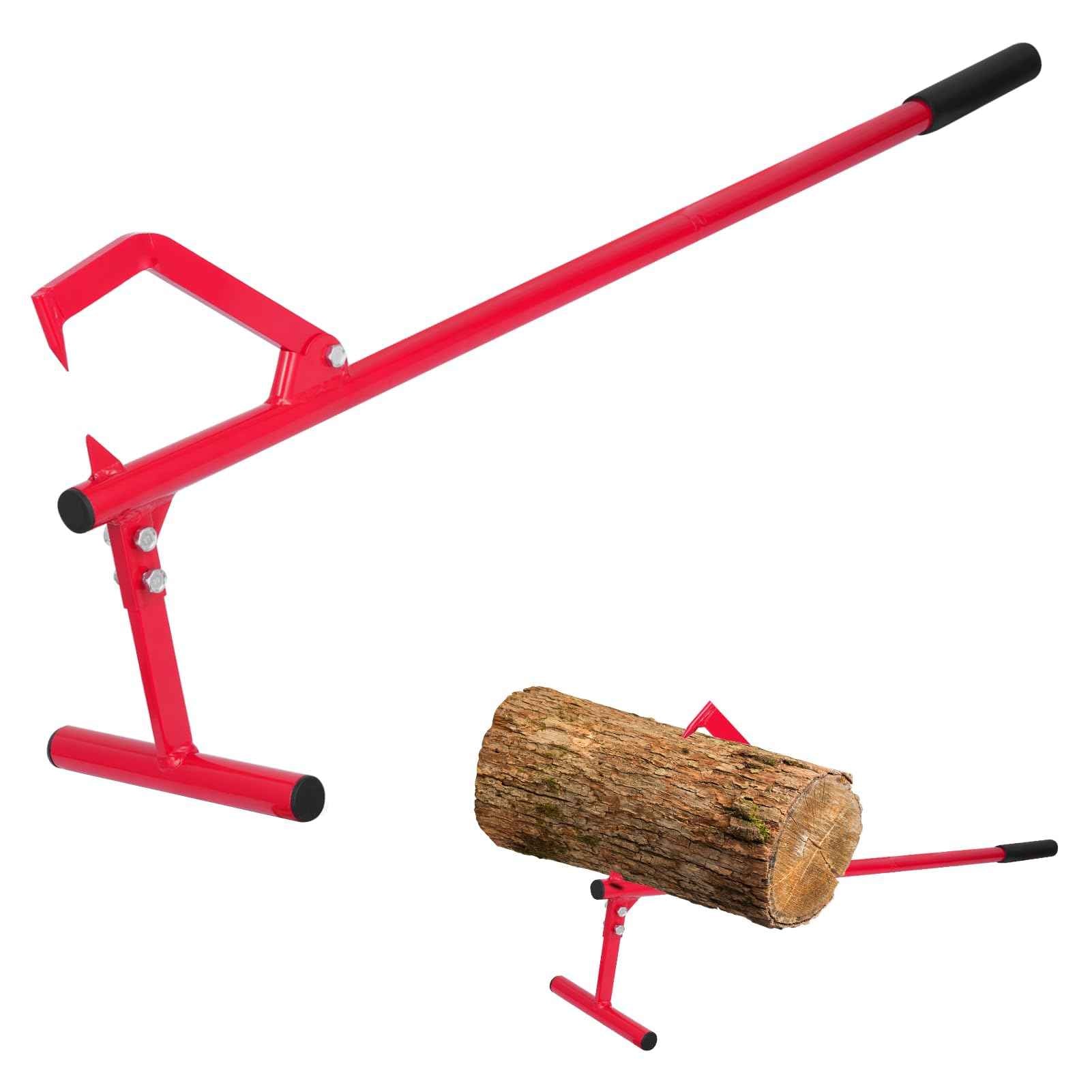 Teodute 51.18"" Timberjack Log Lifter, Adjustable Log Roller Cant Hook,Heavy-Duty Carbon Steel Log Jack for Rolling and Raising Up The Logs,Log Roller Tool, Black