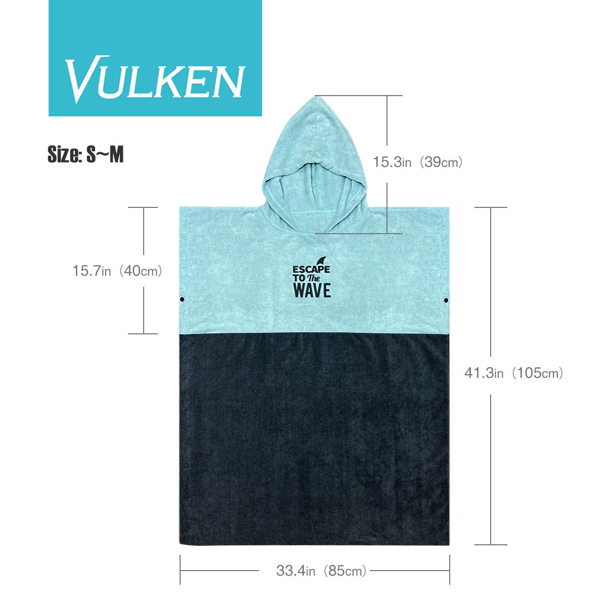 Vulken Extra Large Teal Blue Thick Hooded Beach Towel Changing Robe. Surf Poncho Women for Easy Change in Public. Quick Dry Microfiber Toweling for The Beach, Pool, Lake, Water Park. S/M