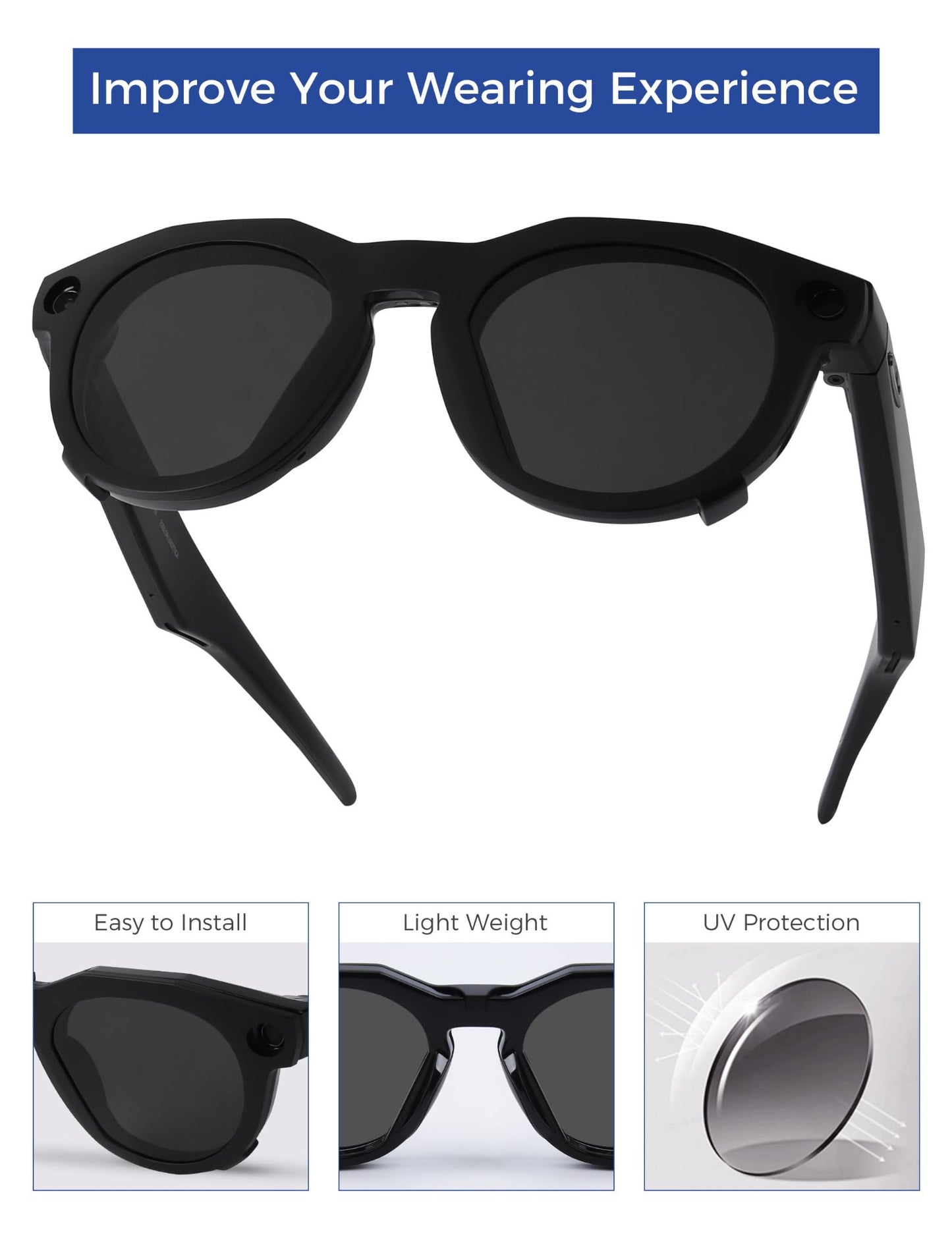HILEEN Polarized External Mount Clip-on Sunglasses for Oakley Meta HSTN OW8002 51mm for Men Women UV Protection-Black
