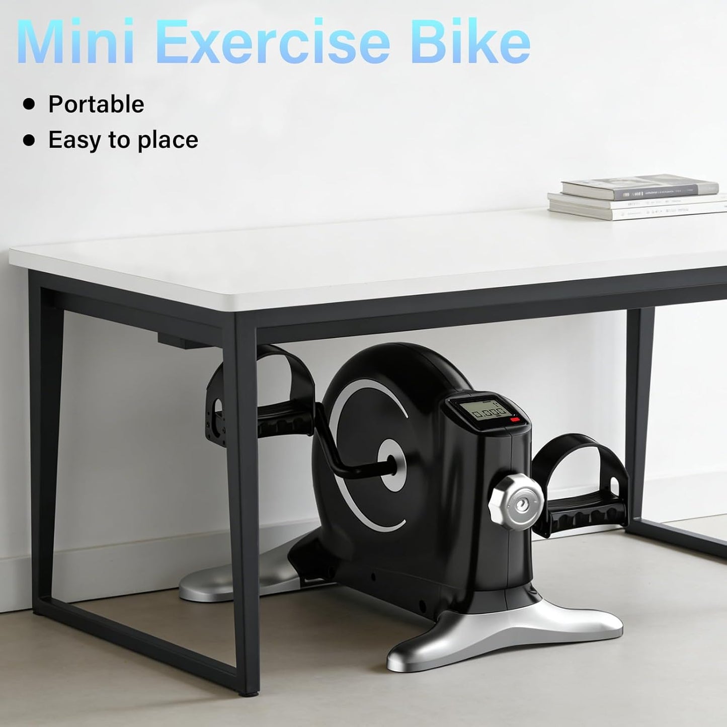 Under Desk Bike Pedal Exerciser - Mini Exercise Bike for Arm & Leg Workouts | Portable with LCD Display
