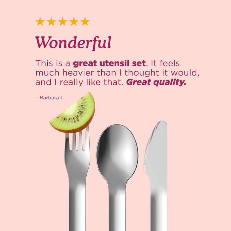 ZOKU Pocket Utensil Set, Purple - Stainless Steel Fork, Knife, and Spoon Nest in Case - Portable Design for Travel, School, Work, Picnics, Camping and Outdoor Home Use