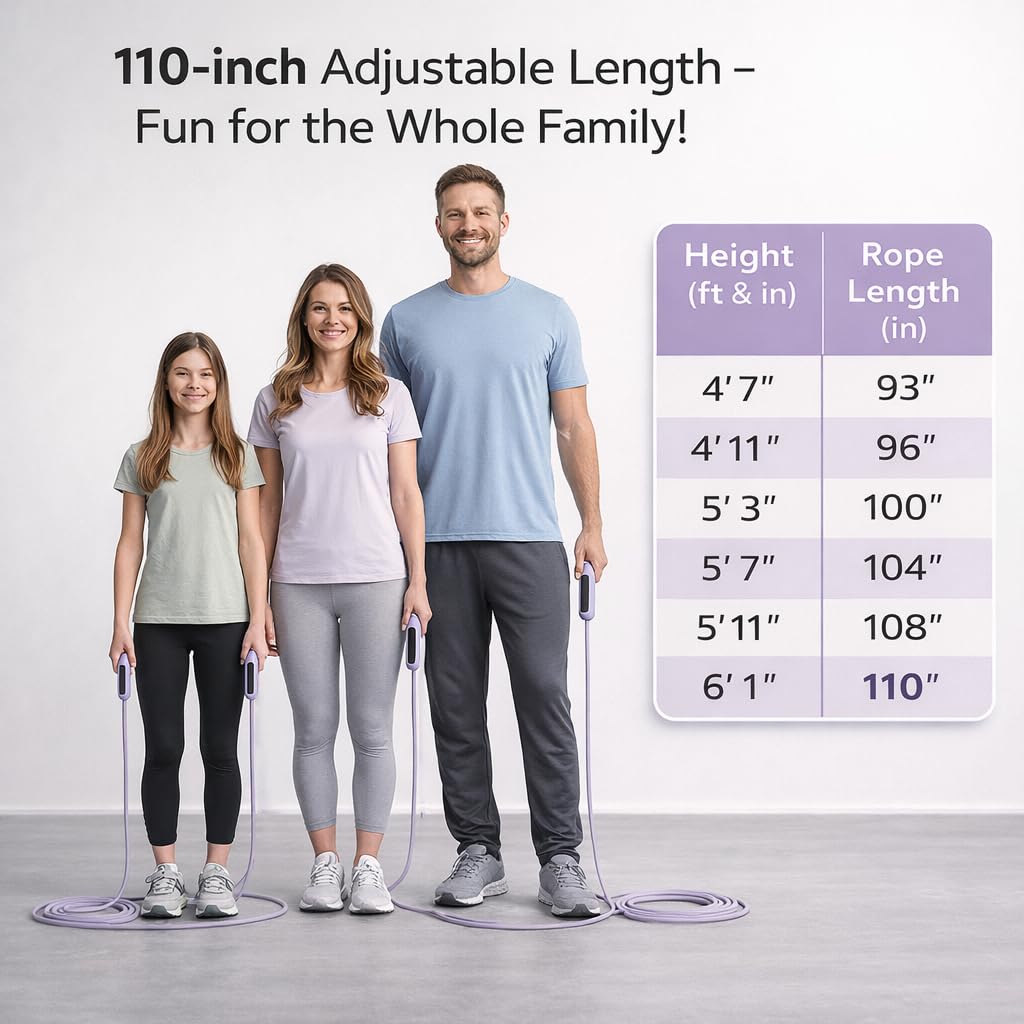Jump Rope for Women, Cordless Jump Rope with Counter & Tangle-Free Design – Purple Skipping Rope for Fitness Women, Quiet Indoor Workout, HD Display, Non-Slip Silicone Grip, Adjustable Length for Home Exercise