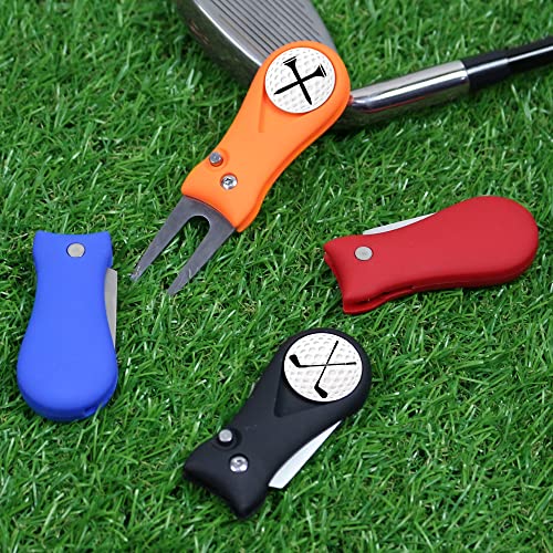 Golf Divot Repair Tool with Ball Marker - Switchblade, Black
