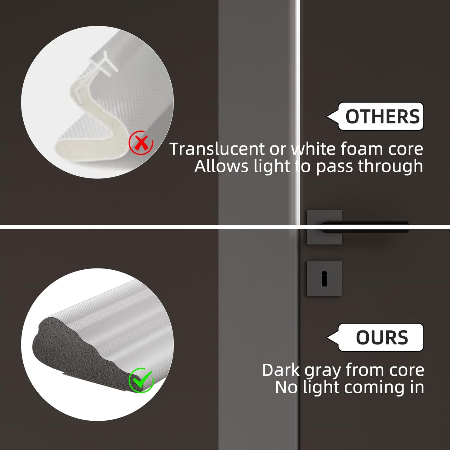 Weather Stripping Seal Strip for Door/Window, 118 inch Wedge-Shape Foam Seal Strip, Soundproofing, Insulation Tape Strip for Door Frame, Noise Cancelling Inserts, Door Gap Filler Light Blocker