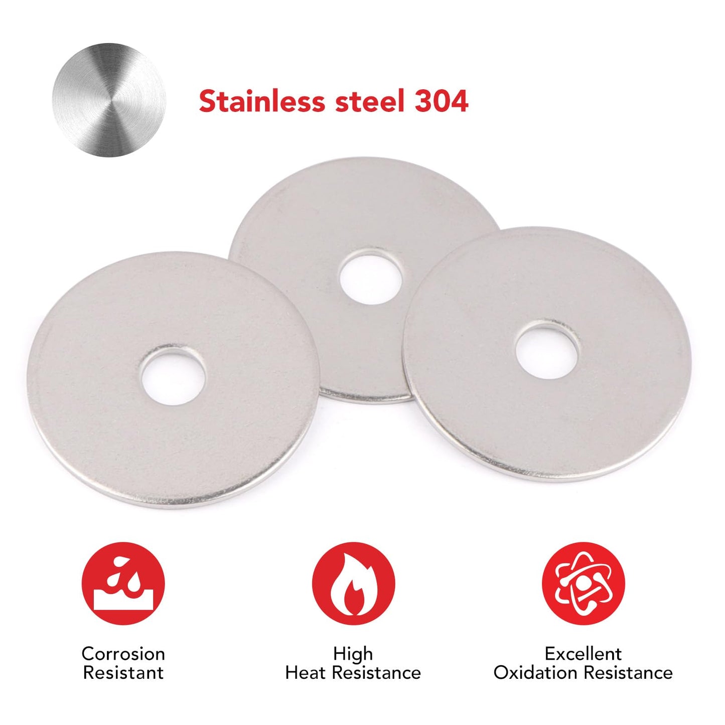 AOKOLL 5/16" x 1-1/2" Fender Washers, 30PCS 304 Stainless Steel Flat Washers Universal Metal Washers (5/16" x 1-1/2" 30PCS)