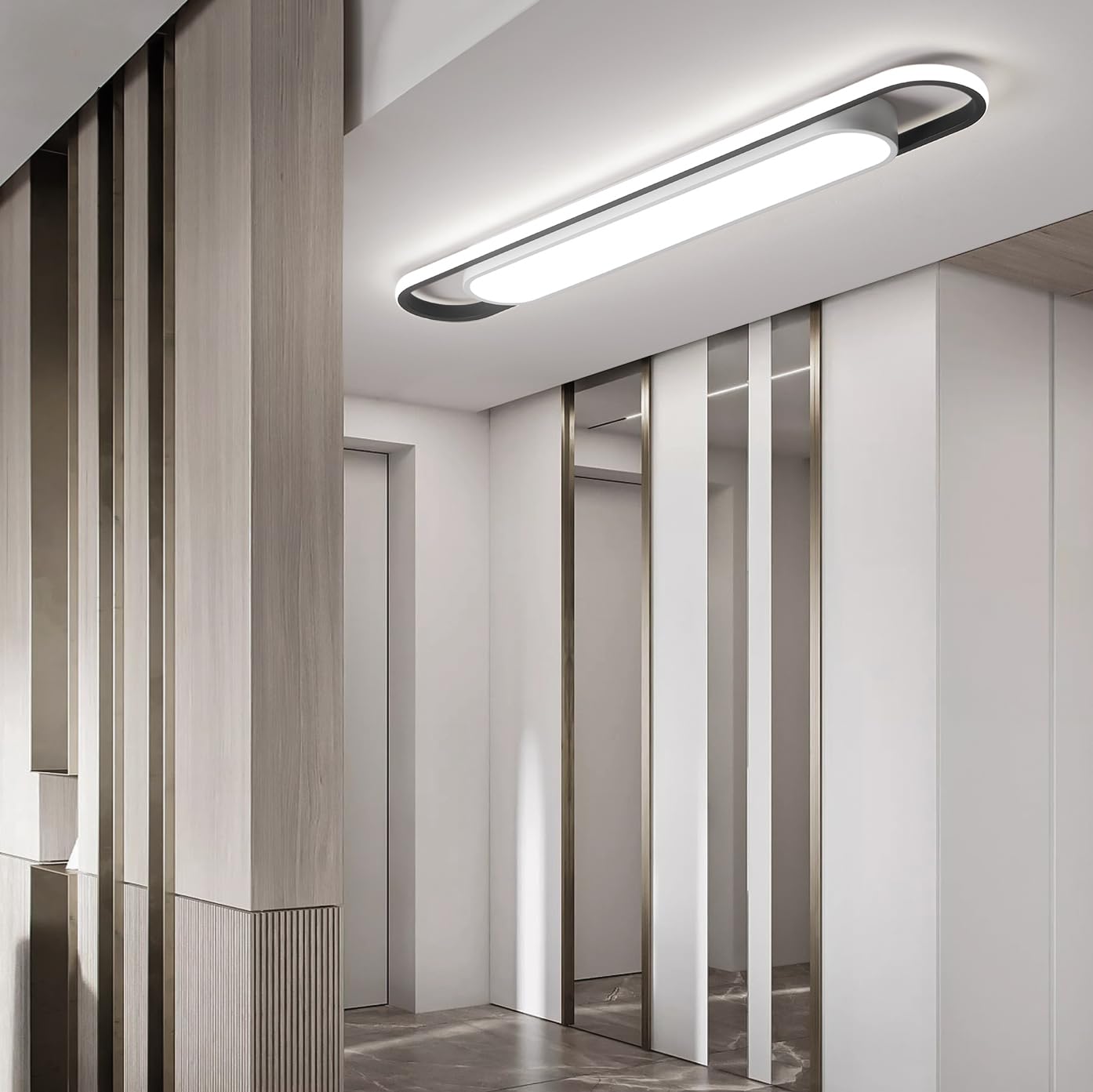 Naroume 4Ft Modern Hallway Ceiling Lights, 6500K Acrylic Linear Ceiling Lamp,65W Metal LED Ceiling Light Fixture,Kitchen Dining Living Room Laundry, Garage Cloakroom Lighting (48Inch)