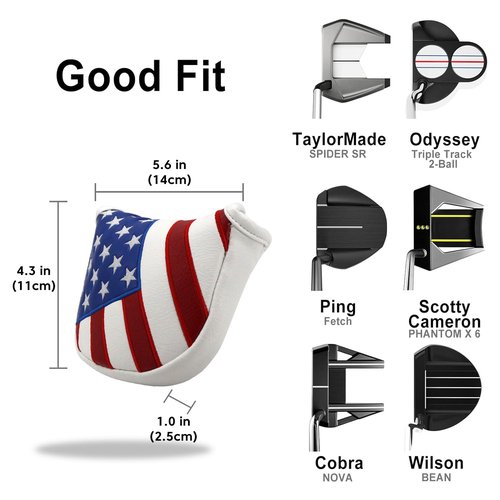 GOLTERS Golf Head Covers Mallet Putter Cover Headcover Magnetic Closure Embroidered Pattern Fit for Most Brands Scotty Cameron Odyssey Mallet Taylormade Ping ect.