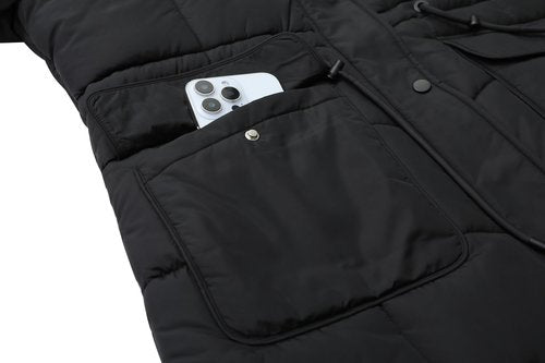 GOLDLADIES Women's Long Winter Puffer Coat Waterproof Jacket Thickened Down Alternative Parka with Detachable Hood