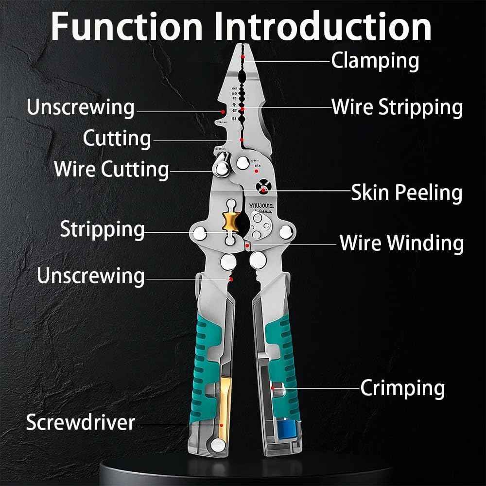 Folding Stylus Screwdriver Wire Stripper - 2025 New Tuvilo Electrical Pliers,Upgraded 20-in-1 Multi-function Electrician's Pliers,for Cutting And Pulling Wires Cable, Cable Cutters with Plier, Crimper
