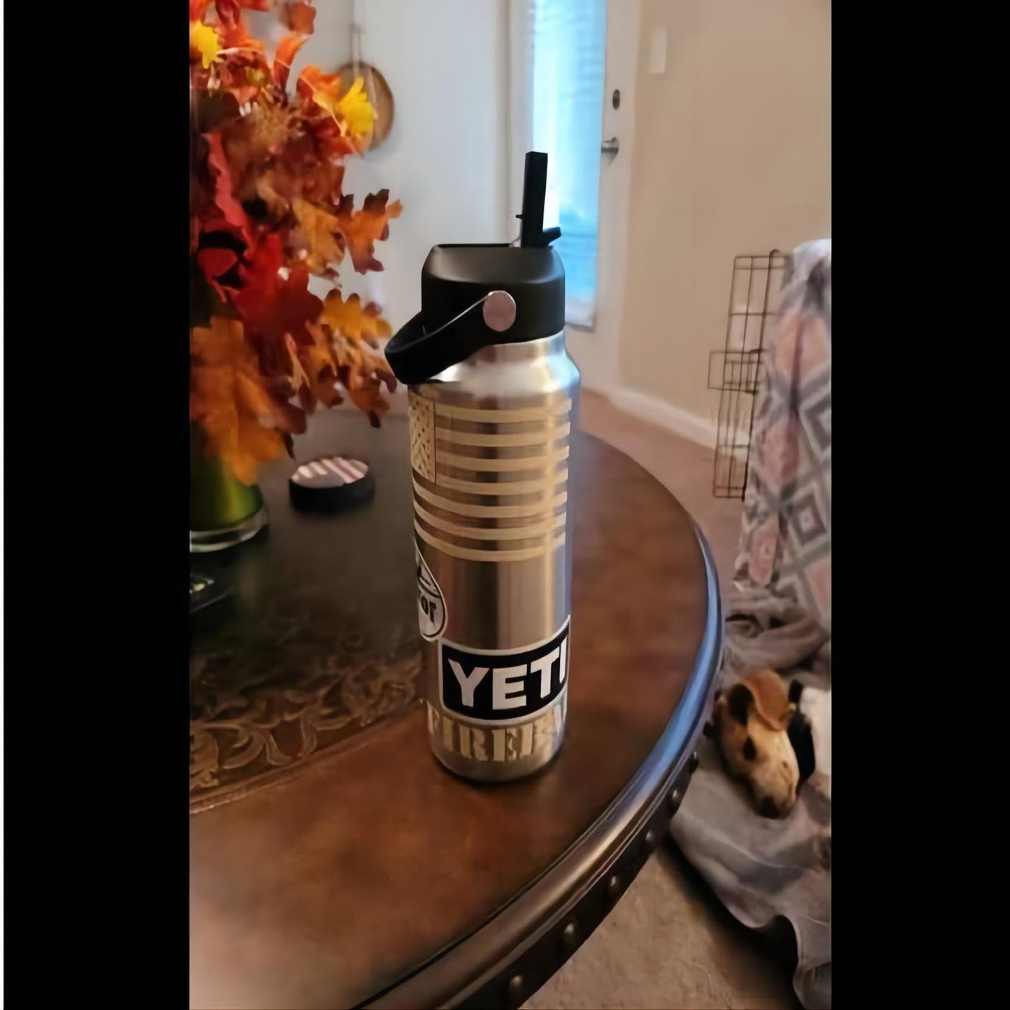 Straw Lid Set for Yeti Rambler 26 36 46 64 oz, Flex Handle Screw Top, Replacement Cap for Yeti Kids Jr 12 18 Ounce Water Bottle Accessories, Leak-proof and Dishwasher Safe (Black+Navy - 2 Pack)