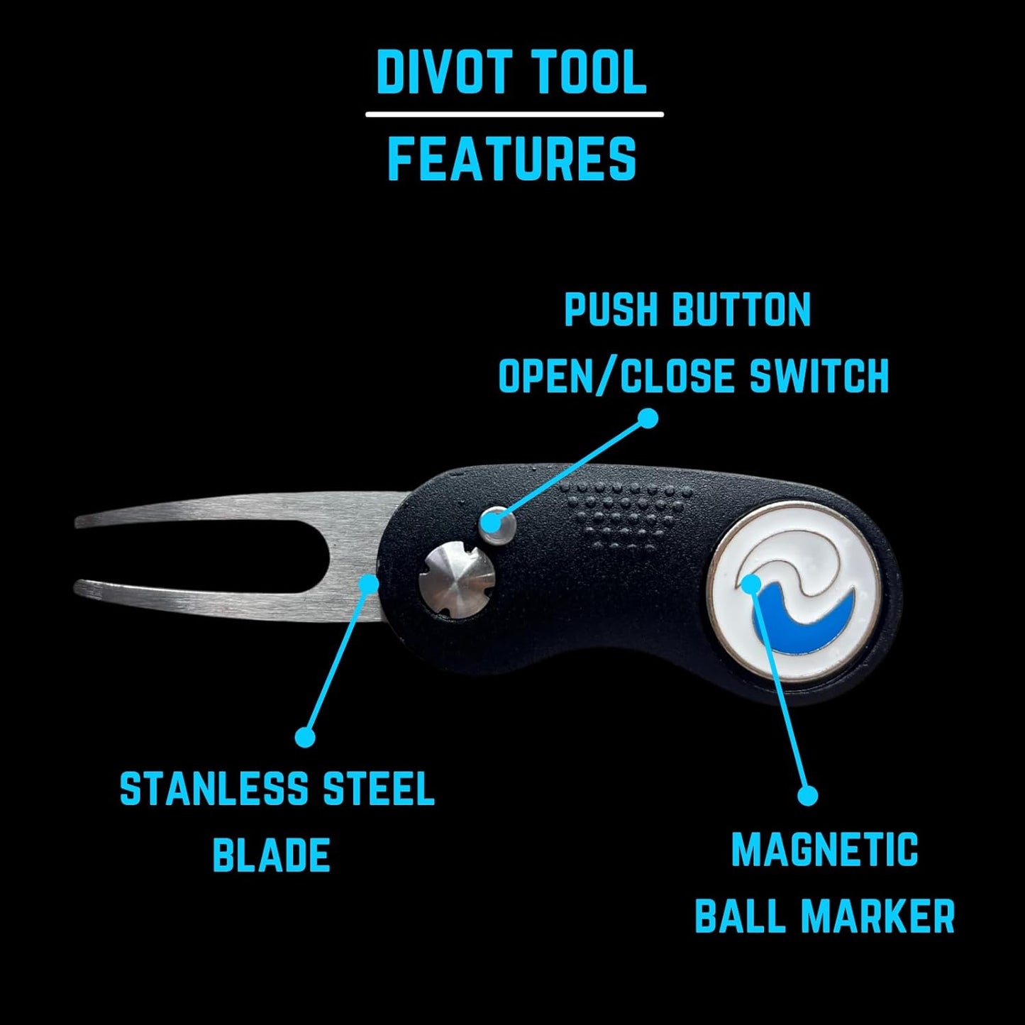 NuRich Golf Divot Repair Tool - All-Metal Design with Magnetic Ball Marker | Compact & Portable Golfer Accessory