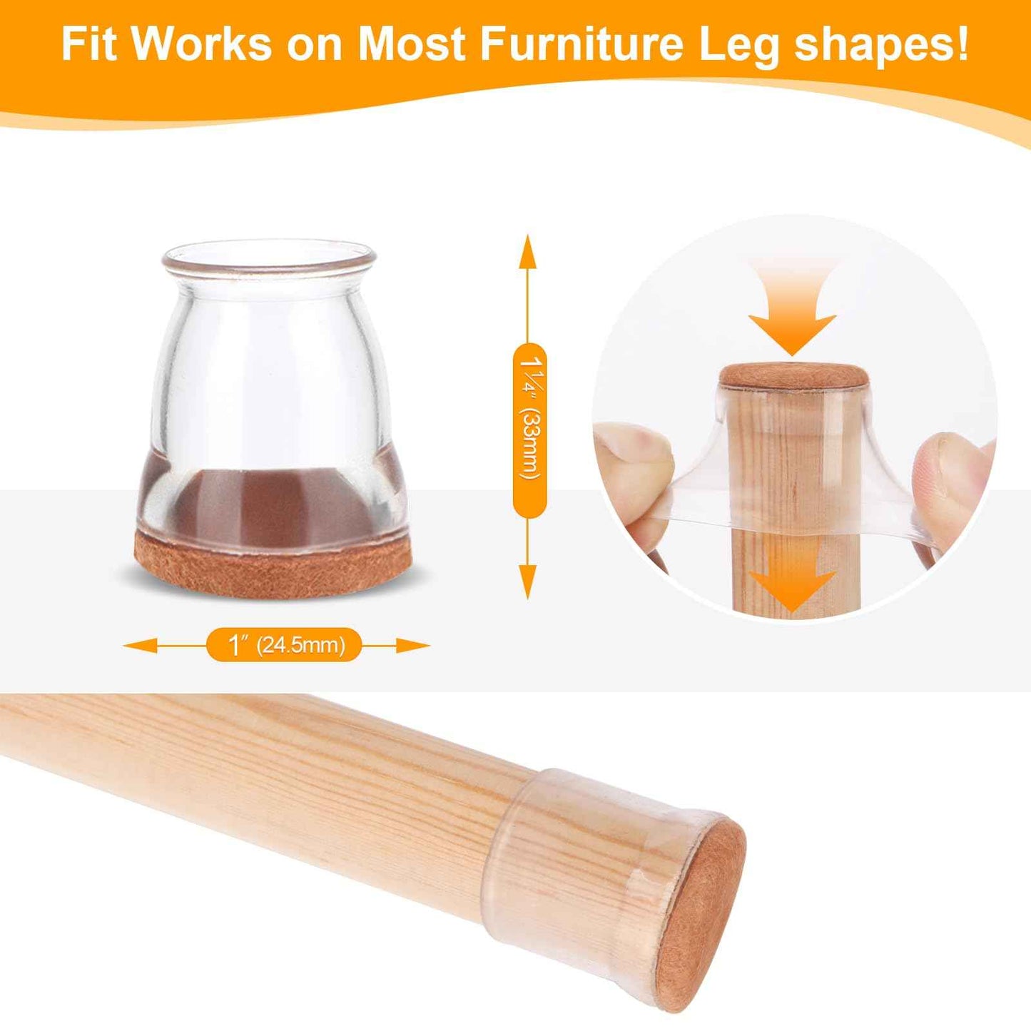 CHUNZEXI 36 Pack Extra Small Chair Leg Floor Protectors for Hardwood Floors, Silicone Felt Covers Pads Caps, Protect Wood Furniture Feet Floors Noise Reduce and Scratch (Universal X-Small & Clear)