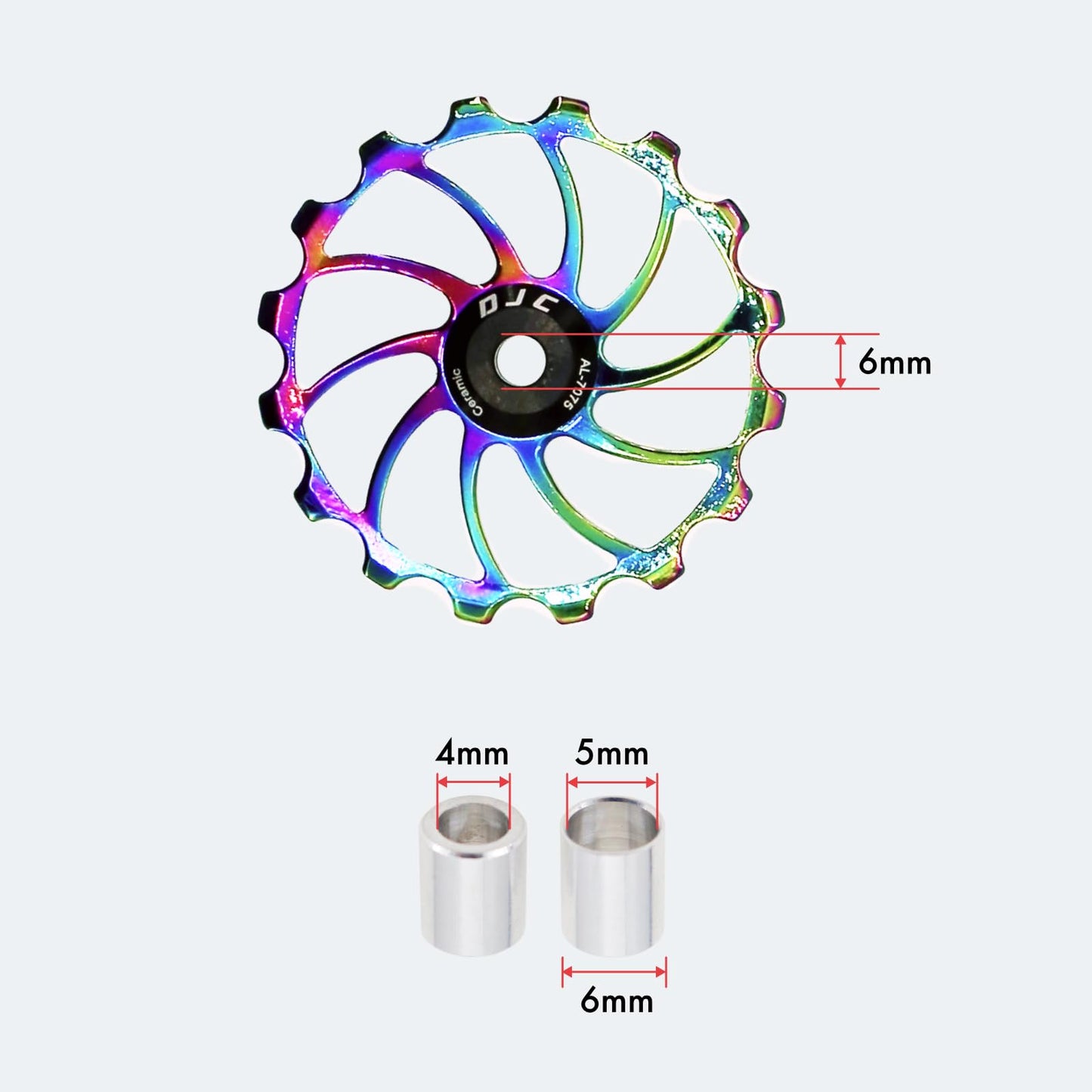 DJC Bike Ceramic Bearing Pulley Wheel 2pcs Guide Roller 11T 12T 13T 14T 15T 16T MTB Road Bike Rear Derailleur for Shimano for Sram Pulley oilslick (oilslick, 2pcs 11T)