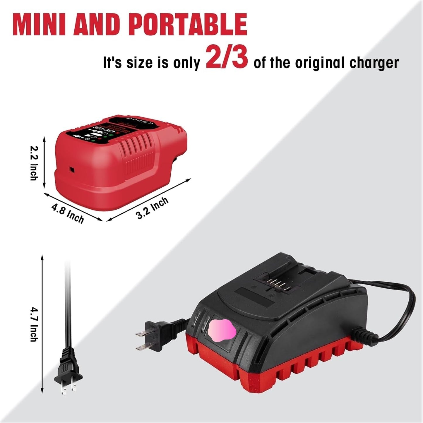 for Bauer 20V Battery Charger - Compact & Lightweight, 1/3 Smaller Than Original, Space-Saving Design for Travel (110V for Home Input)
