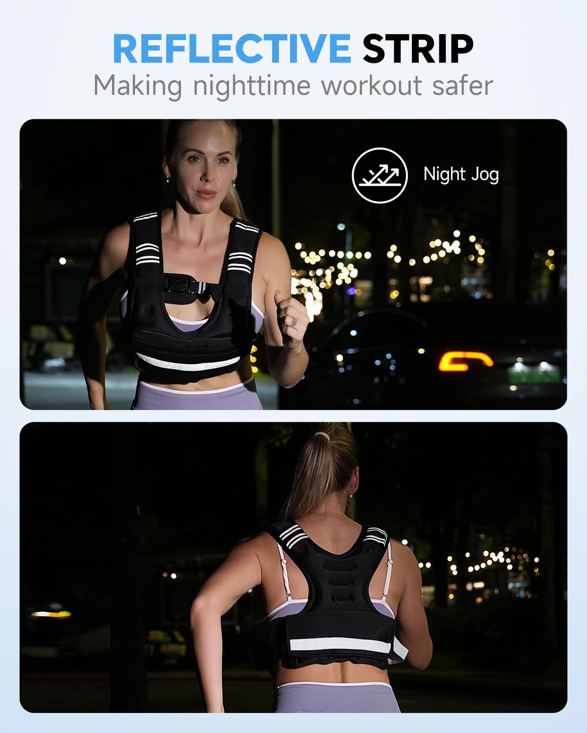 TAEVNO Adjustable Weighted Vest for Women Men,12-20lb Comfort Fit - U-Shaped Ergonomic Weight Vest with 6 Removable Iron Sandbags, Large Front Mesh Pocket & Reflective Strips, Ideal for Running, Walking, Strength Training, HIIT, Cardio Workouts (Black)