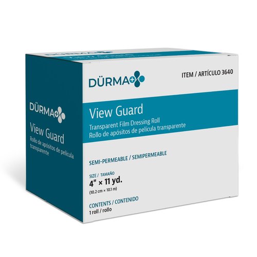 Dynarex View Guard Transparent Film Dressing Rolls | 4" x 11 yds, 1 Roll | Non-Sterile Clear Medical Tape for Wound Dressing - Tattoo Bandages and Wound Cover